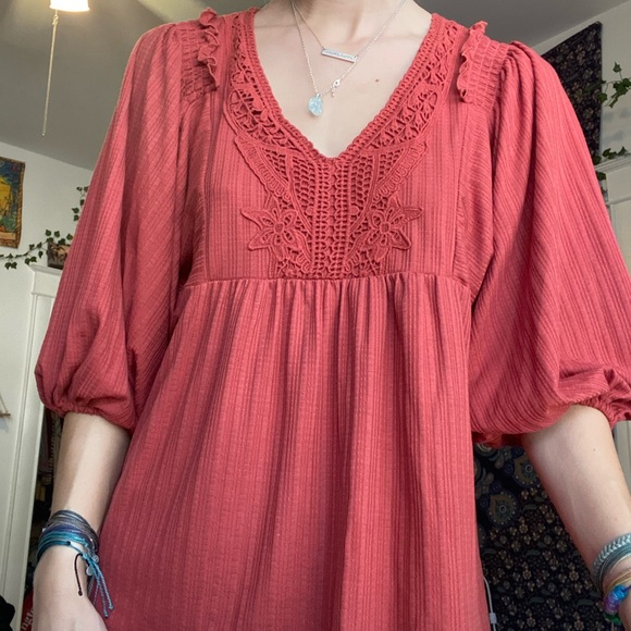 Boho Rust Flowy Shirt - Picture 2 of 5